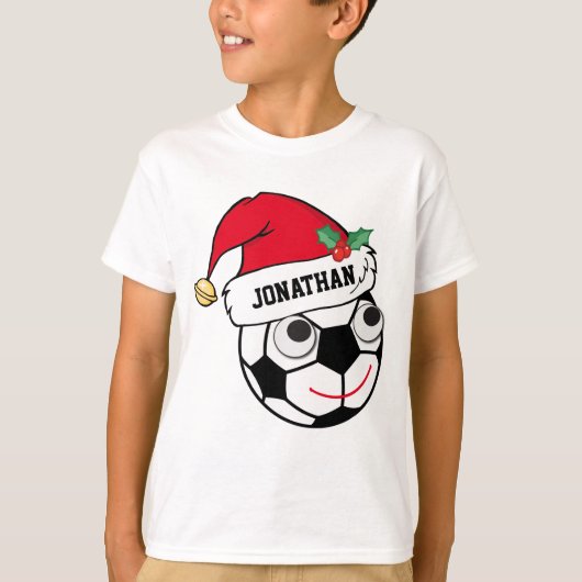 Cute Personalized Xmas Soccerball T-shirt (Voorkant)