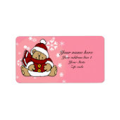 Cute Personalized Xmas Teddy Bear Etiket (Voorkant)