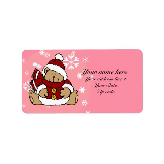 Cute Personalized Xmas Teddy Bear Etiket (Voorkant)