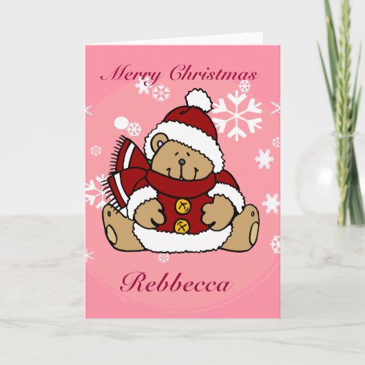 Cute Personalized Xmas Teddy Bear Feestdagen Kaart (Voorkant)