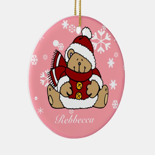 Cute Personalized Xmas Teddy Bear Keramisch Ornament (Rechts)