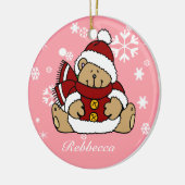 Cute Personalized Xmas Teddy Bear Keramisch Ornament (Links)