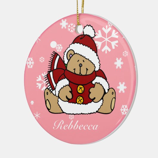 Cute Personalized Xmas Teddy Bear Keramisch Ornament (Links)