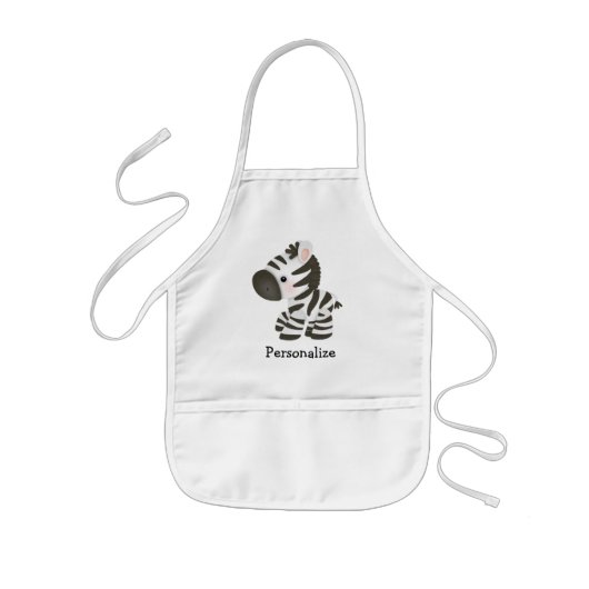 Cute Personalized Zebra Apron Kinder Schort (Voorkant)