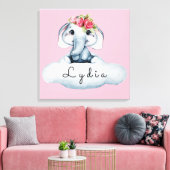 Cute Personated Baby Elephant Nursery Room Canvas Afdruk (Insitu (Woonkamer))