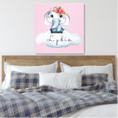 Cute Personated Baby Elephant Nursery Room Canvas Afdruk (Insitu (Slaapkamer))