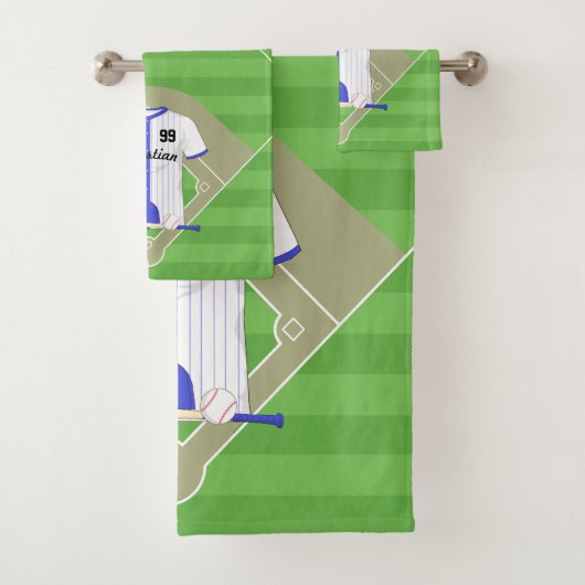 Cute Personated Baseball Blue Bad Handdoek (Insitu)