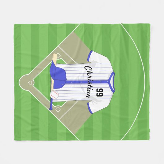 Cute Personated Baseball Blue Fleece Deken (Voorkant (Horizontaal))