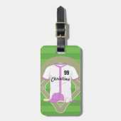 Cute Personated Baseball roze Bagagelabel (Voorkant verticaal)