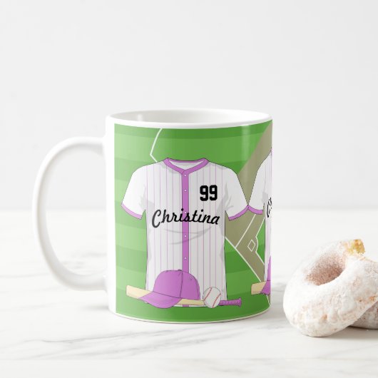 Cute Personated Baseball roze Koffiemok (Met donut)
