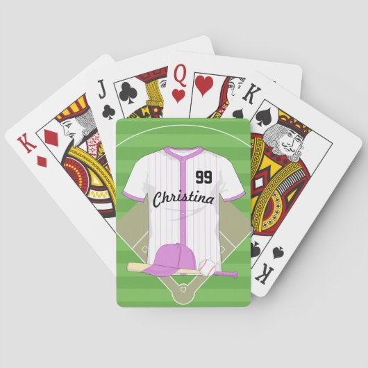 Cute Personated Baseball roze Pokerkaarten (Achterkant)