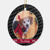 Cute Personated Dog Photo Dog Bone Pattern Black Keramisch Ornament (Links)