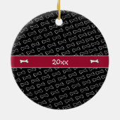 Cute Personated Dog Photo Dog Bone Pattern Black Keramisch Ornament (Achterkant)