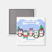 Cute Personated Five Penguin Kerstmagneet Magneet (Voorkant / Achterkant)