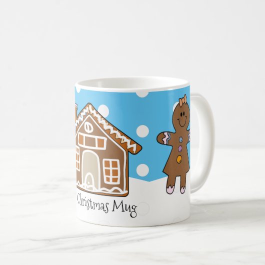 Cute Personated Gingerbrood Kerstblauw Koffiemok (Voorkant rechts)