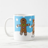 Cute Personated Gingerbrood Kerstblauw Koffiemok (Links)