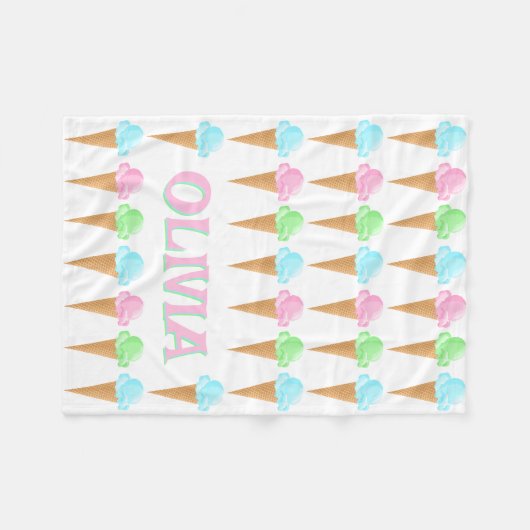 Cute Personated Ice Cream Cones Pattern Fleece Deken (Voorkant (Horizontaal))