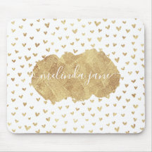 Cute Personated Name Gold Hearts Mousepad