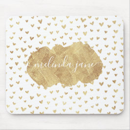 Cute Personated Name Gold Hearts Mousepad Muismat