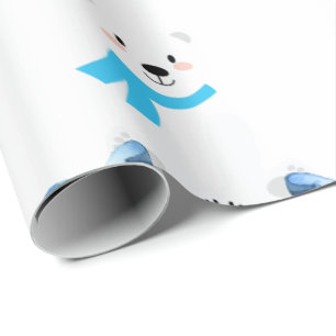 Cute Personated Name Polar Beer Baby Boy Cadeaupapier