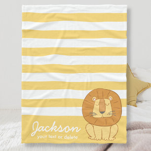 Cute Personated Oerwoud Lion Cozy Yellow Stripe Fleece Deken