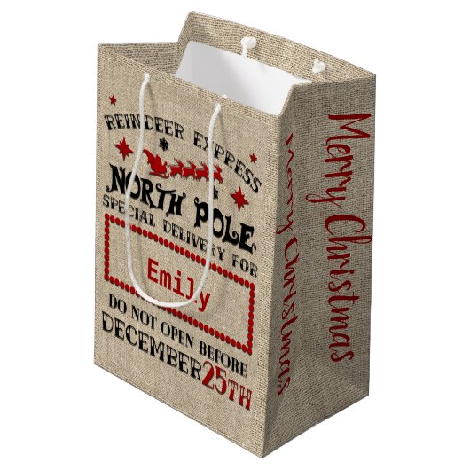 Cute Personated Official Santa Sack GIFT BAG Medium Cadeauzakje (Achterkant Gekanteld)