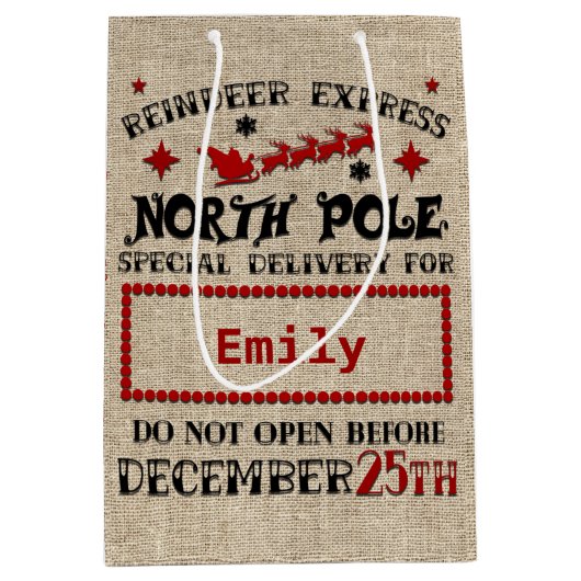 Cute Personated Official Santa Sack GIFT BAG Medium Cadeauzakje (Voorkant)