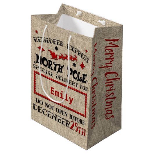 Cute Personated Official Santa Sack GIFT BAG Medium Cadeauzakje (Voorkant Gekanteld)