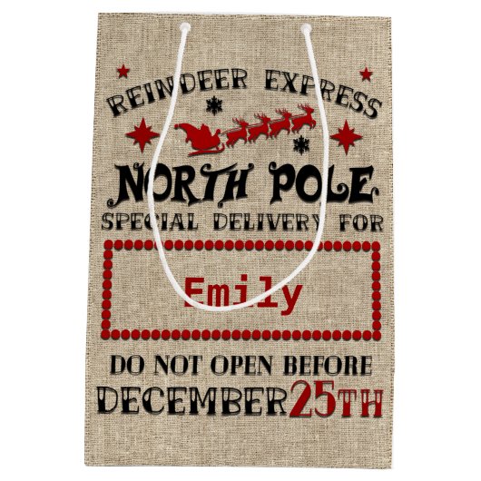 Cute Personated Official Santa Sack GIFT BAG Medium Cadeauzakje (Achterkant)