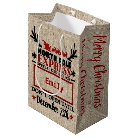 Cute Personated Official Santa Sack GIFT BAG Medium Cadeauzakje (Voorkant Gekanteld)