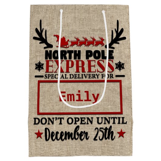 Cute Personated Official Santa Sack GIFT BAG Medium Cadeauzakje (Achterkant)