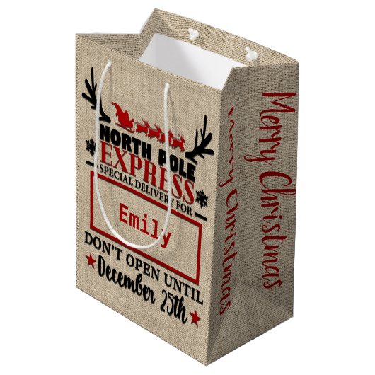 Cute Personated Official Santa Sack GIFT BAG Medium Cadeauzakje (Achterkant Gekanteld)