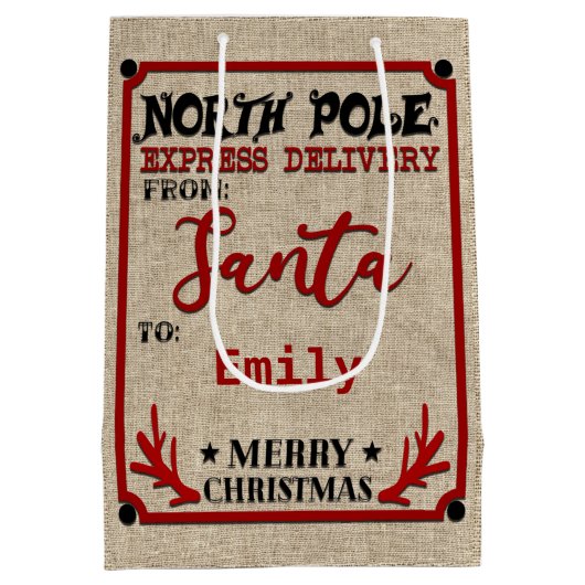 Cute Personated Official Santa Sack GIFT BAG Medium Cadeauzakje (Achterkant)