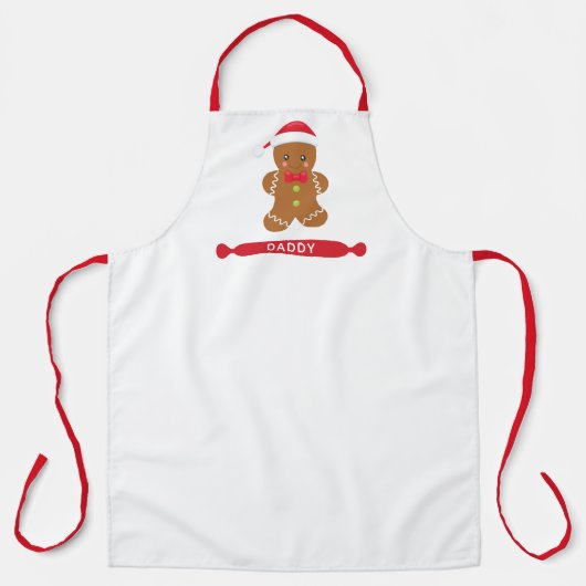 Cute Personated papa Name Gingerbrood Kerstmis Schort (Voorkant)