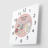 Cute Personated Pink Cupcake Kitchen Wall Clock Vierkante Klok (Hoek)
