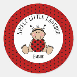 Cute Personated Red Black White Baby Ladybug Ronde Sticker