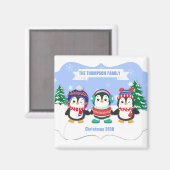Cute Personated Three Penguins Kerstmagneet Magneet (Voorkant / Achterkant)