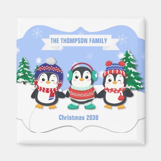 Cute Personated Three Penguins Kerstmagneet Magneet (Voorkant)
