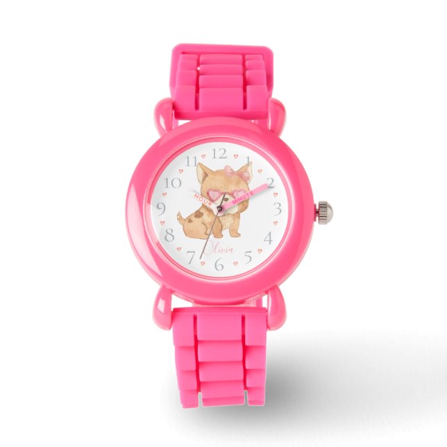 Cute Personated Waterverf Dog with Sunbril Horloge (Voorkant)