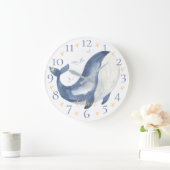 Cute Personated Waterverf Nautical Blue Whale Grote Klok (Huis)