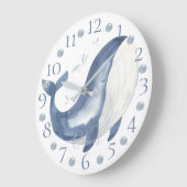Cute Personated Waterverf Nautical Blue Whale L Grote Klok (Hoek)