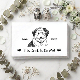 Cute Persoonlijke Hond Huwelijk Drink Ticket Informatiekaartje