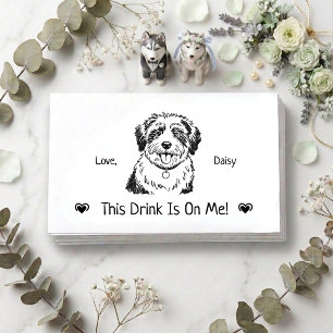 Cute Persoonlijke Hond Huwelijk Drink Ticket Informatiekaartje