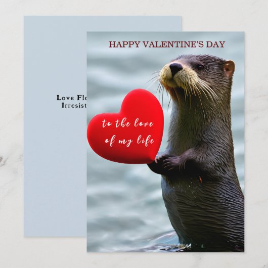 Cute Persoonlijke Liefde Otter Valentijnskaart Feestdagenkaart (Voorkant / Achterkant)