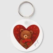 Cute Persoonlijke Sleutelhanger met Teddbeer Aande (Voorkant)