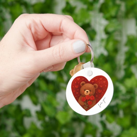 Cute Persoonlijke Sleutelhanger met Teddbeer Aande (Hand)