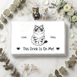 Cute Persoonlijke Trouwticket voor Katten Drinken Informatiekaartje