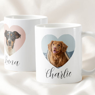 Cute Pet 2 Foto Hart Zwarte Schrift Maatwerk Hond  Koffiemok