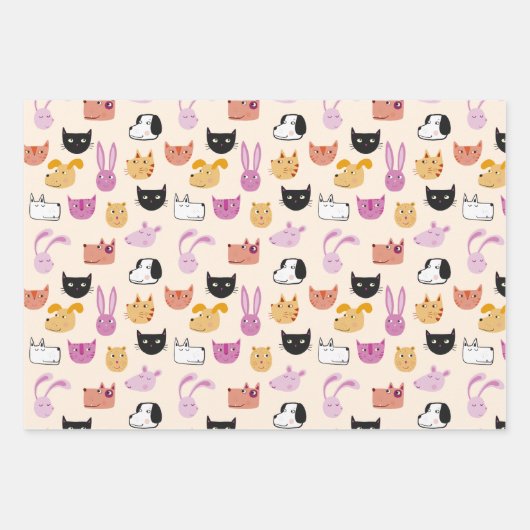 Cute Pet Animal Inpakpapier Vel (Voorkant)