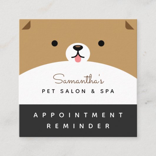 Cute Pet Appointment Reminder Salon & Spa Modern Vierkante Visitekaartje (Voorkant)